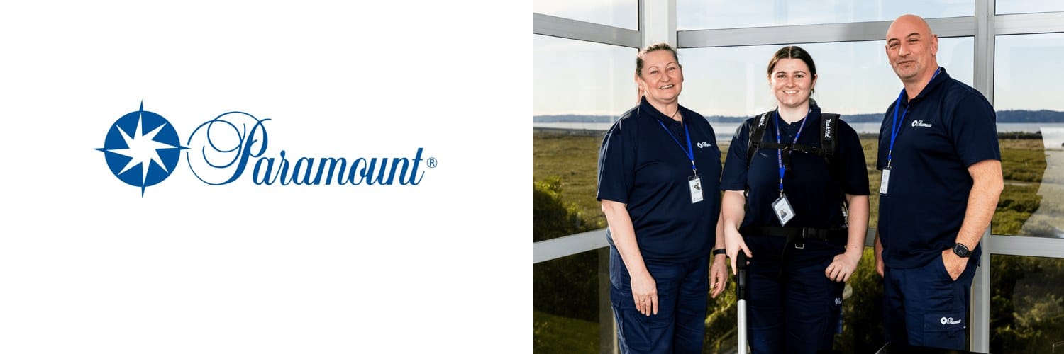 Paramount Cleaning - logo and cleaning team, commercial cleaners in Rotorua