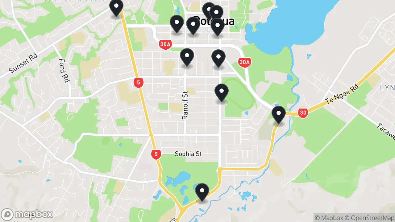 Map of local businesses in Rotorua