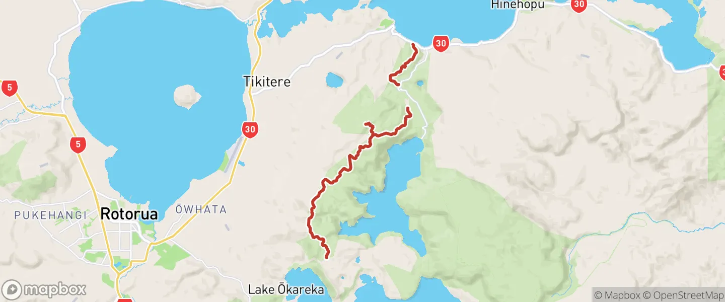 Map of Western Ōkataina Walkway with the track line